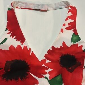 Phoebe Floral Halter Dress - Red and White size 8 cotton with lining
